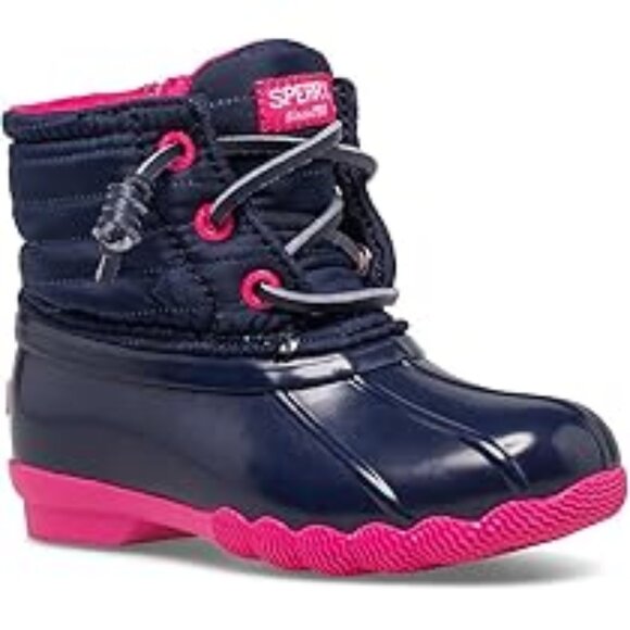 6M girl SPERRY Saltwater Boot Navy/Pink - Picture 1 of 7